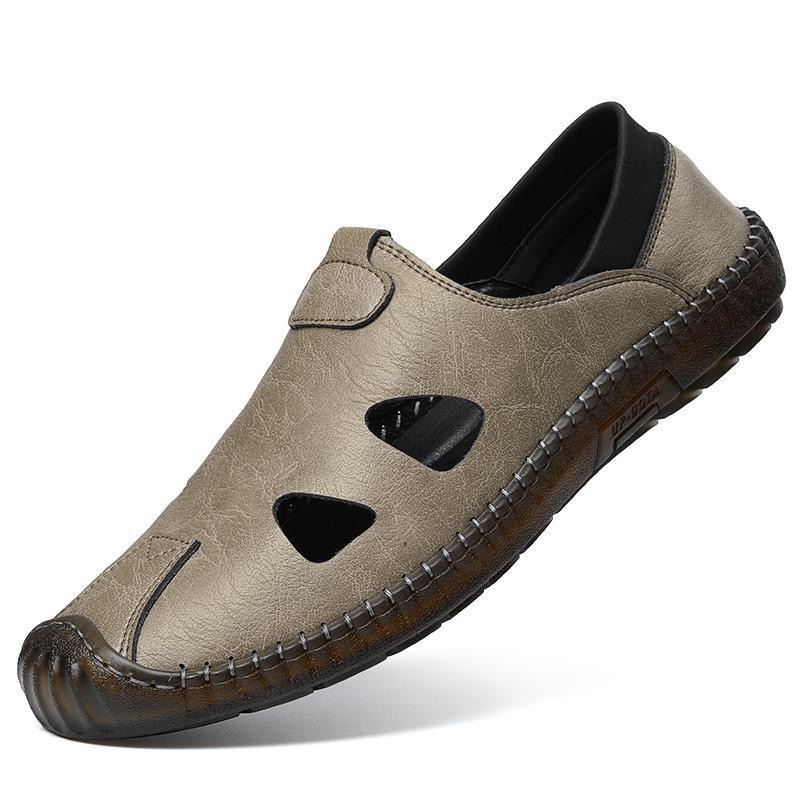 Men's Handmade Casual Leather Shoes Men's Perforated Breathable Style photo 5