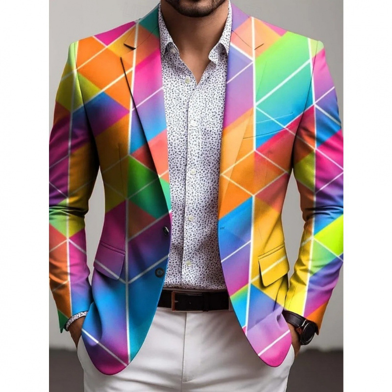 Men's 3D Digital-print Double-breasted Suit Jacket photo 3
