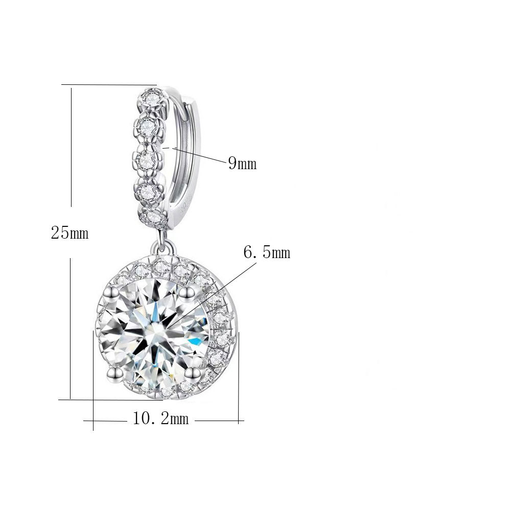 S925 Sterling Silver Moissanite Round Fashion Earrings photo 2