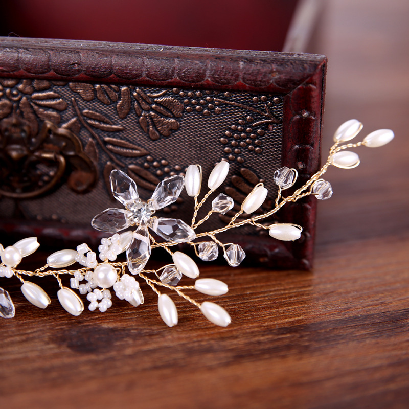 White Pearl Plate Hair Band Wedding Accessories Dress Bridal Headdress photo 5