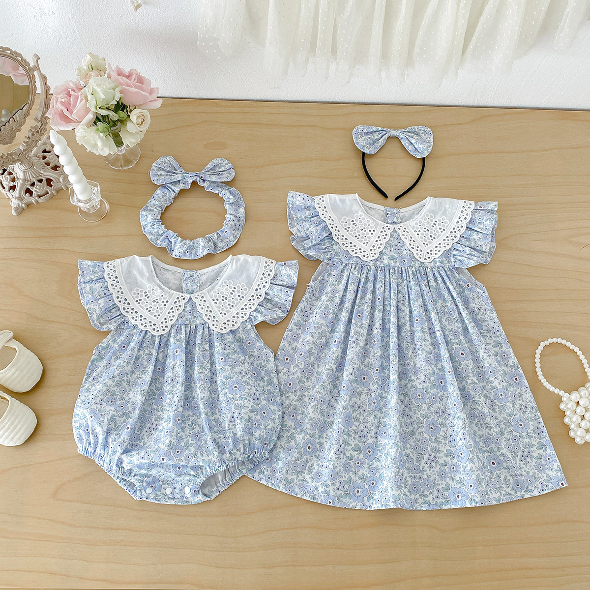 Summer Lightweight Baby Romper Summer Floral Fragments photo 4