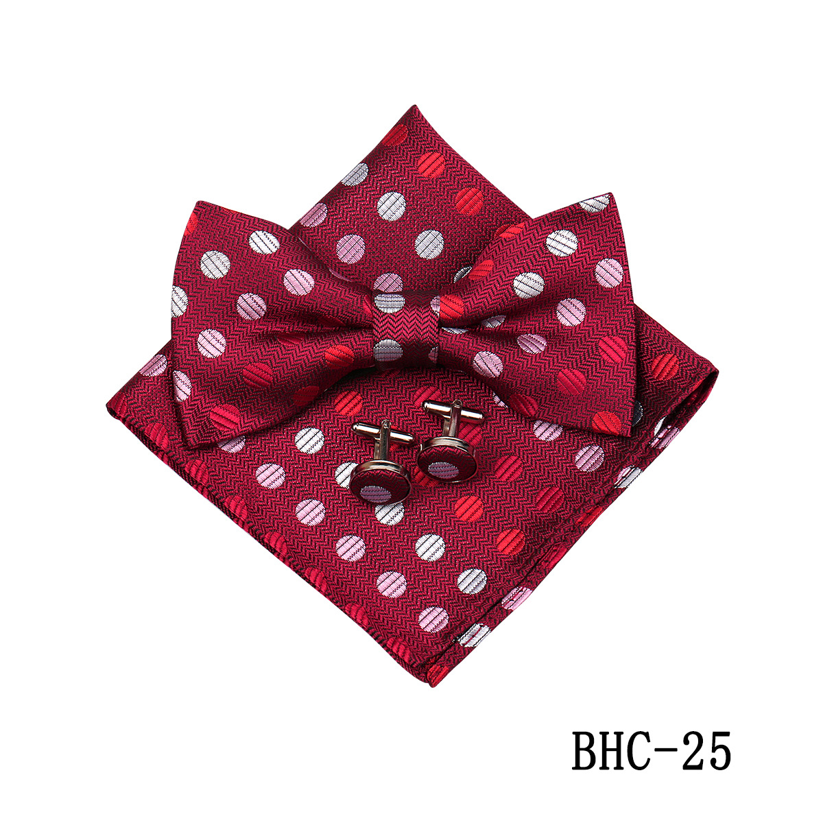 Mens Paisley Bow Tie Pocket Square And Cufflinks photo 2