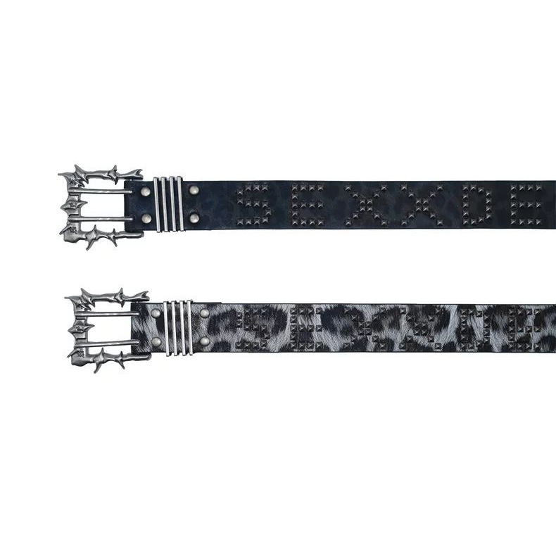 Double-needle Punk Buckle Street Hip-hop Belt Leather Belt photo 6