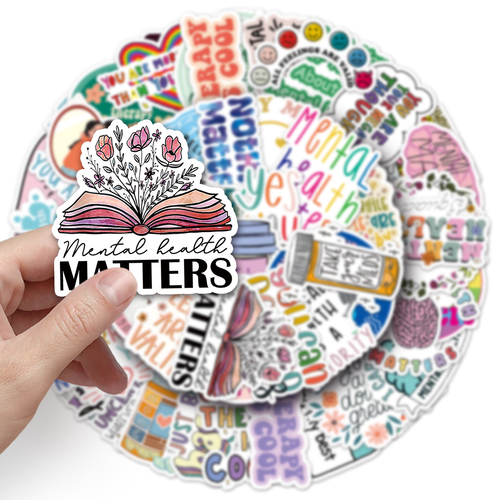 50 Mental Health Graffiti Cross-border Personalized English Slogan Creative Decoration Phone Case Luggage Stickers photo 8