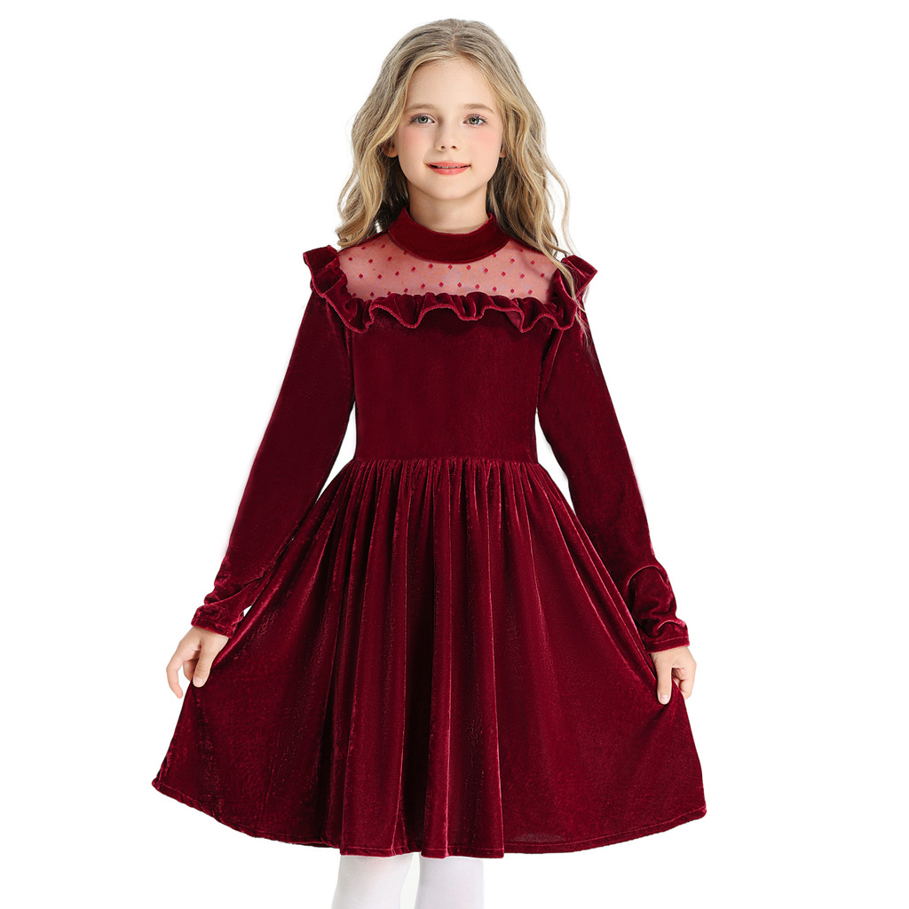 Ruffled Long-sleeve Princess-style Christmas Dress photo 3