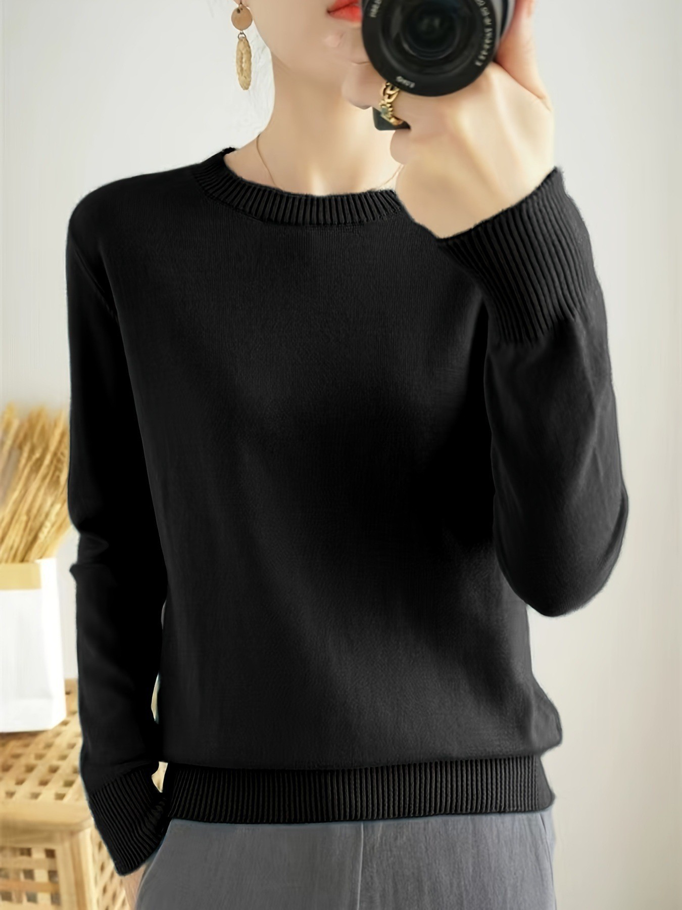Women's Loose-fitting Versatile Long-sleeve Sweater photo 2