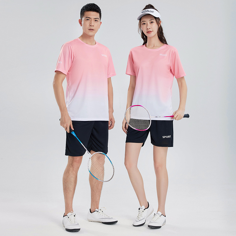 Workout Short Sleeve T-shirt Quick-drying Clothes Running Loose Casual Gradient Sports Suit photo 7