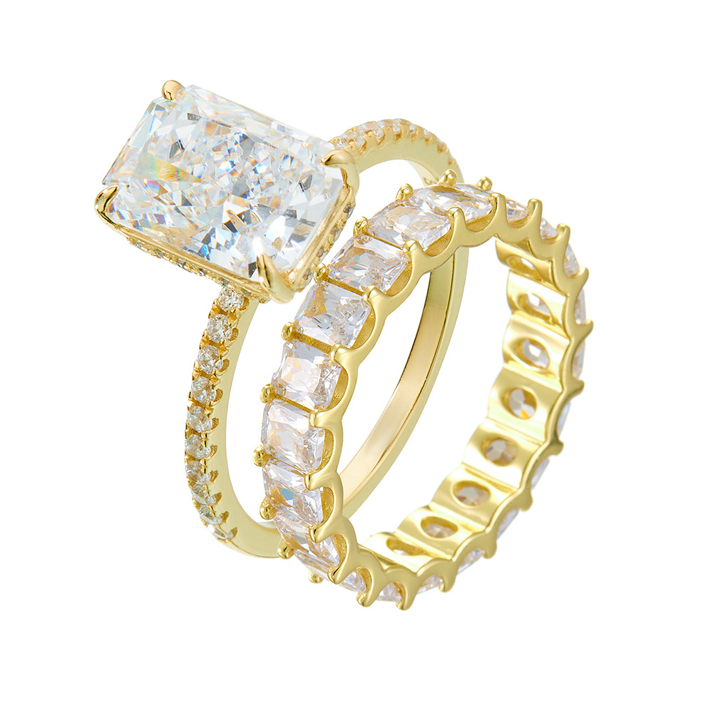 S925 Sterling Silver 5A Cubic Zirconia Ring Set photo 4