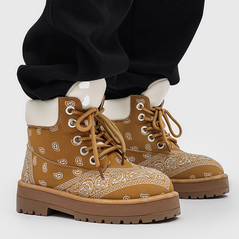 Cashew Flower Pattern High-top Mens Boots photo 6