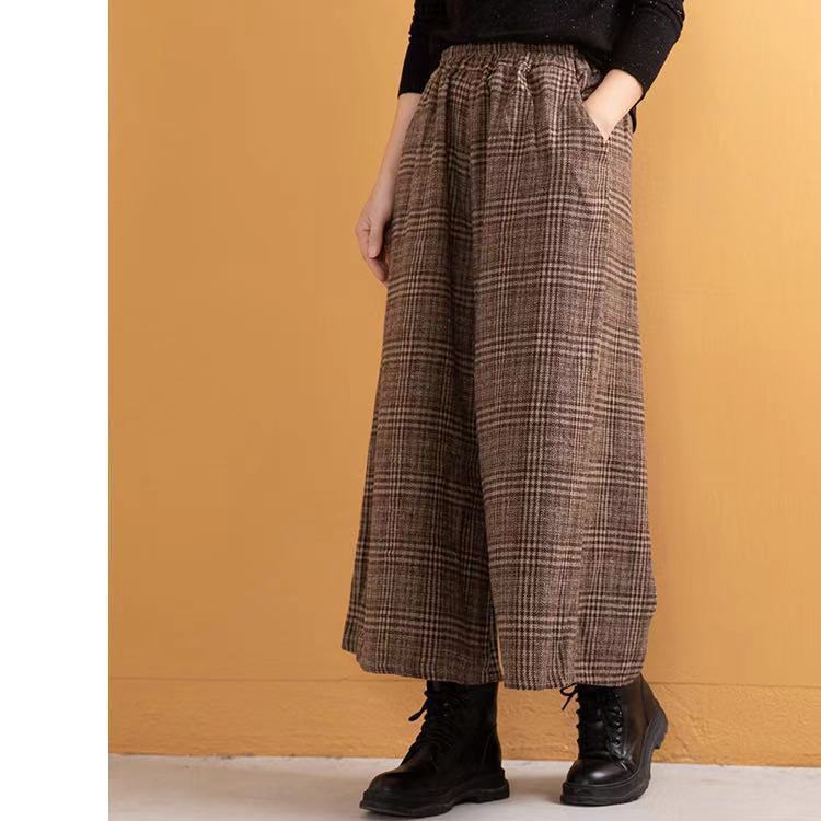 AutumnWinter Artistic Wool Plaid Wide-Leg Pants photo 3