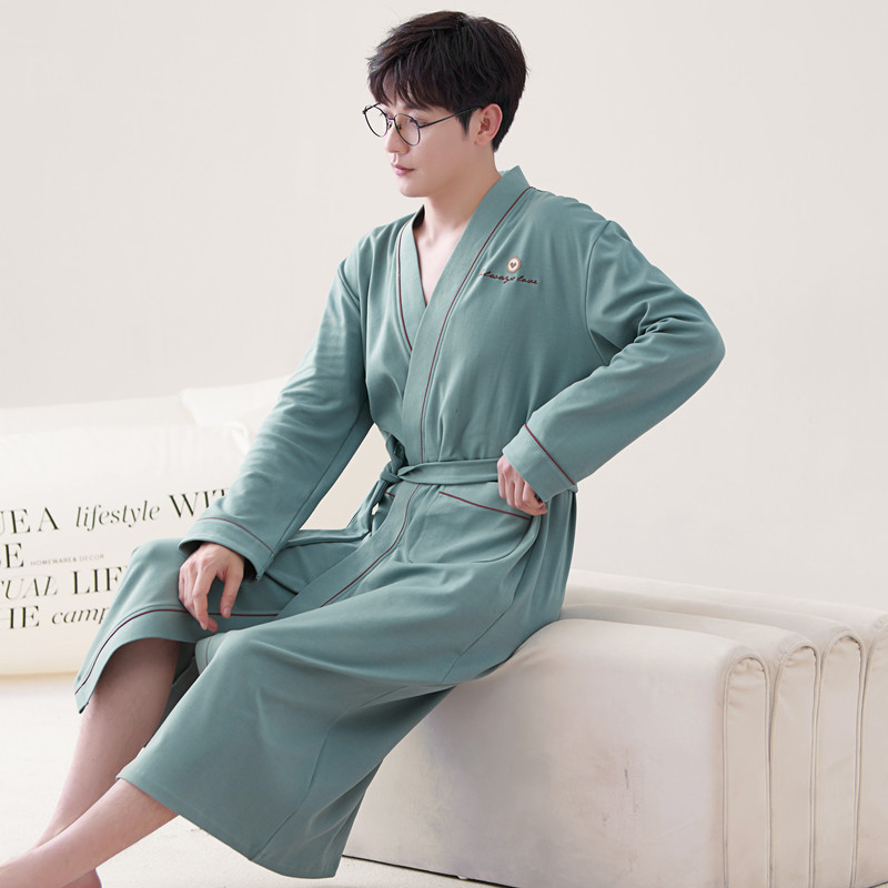 Long-sleeve Mens Home Wear Long And Thin Nightgown photo 5