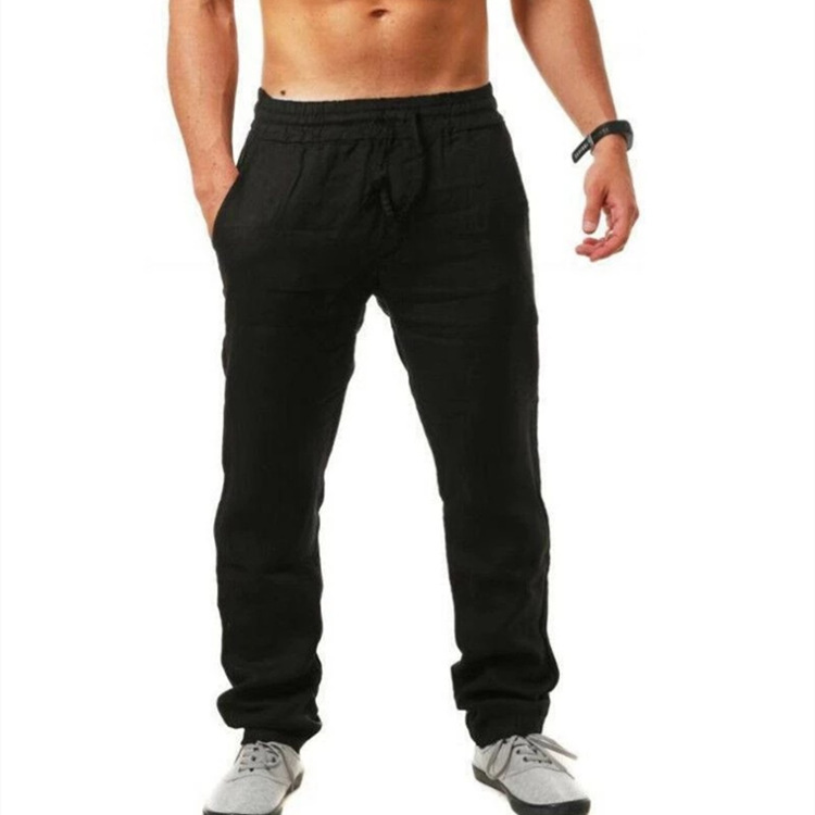 Men's Hip-Hop Breathable Cotton-Linen Loose-Fit Casual Sports Trousers photo 2