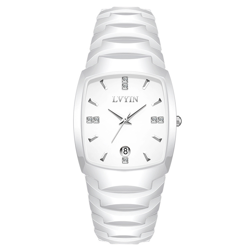 Barrel-shaped Best-selling Waterproof Ceramic Quartz Watchmens And Womens Timepieces photo 4