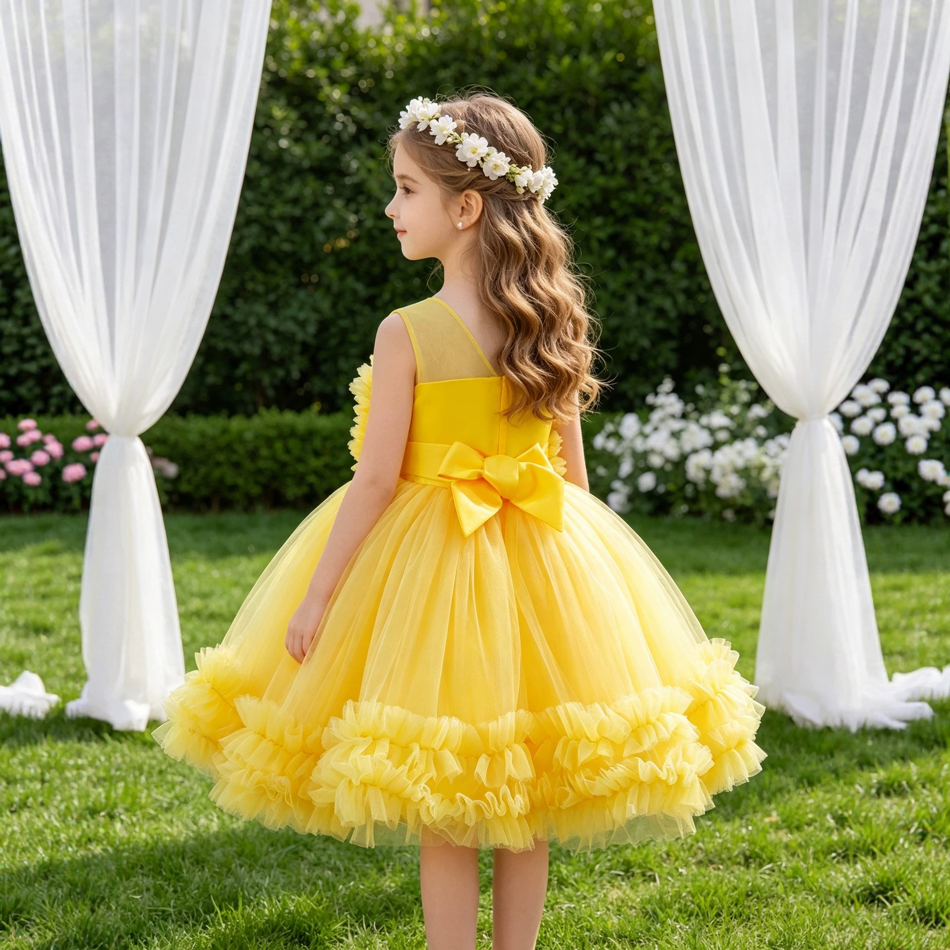Girls' Formal Dress, Festive Performance Outfit, Tulle Puffy Dress photo 5