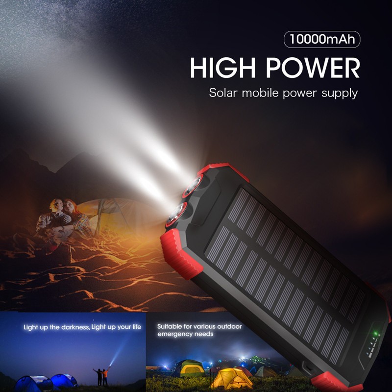 Solar-Powered Wireless Power Bank, 10,000 MAh, IP66 Waterproof Charger, Portable Outdoor Emergency Mobile Power Source photo 4
