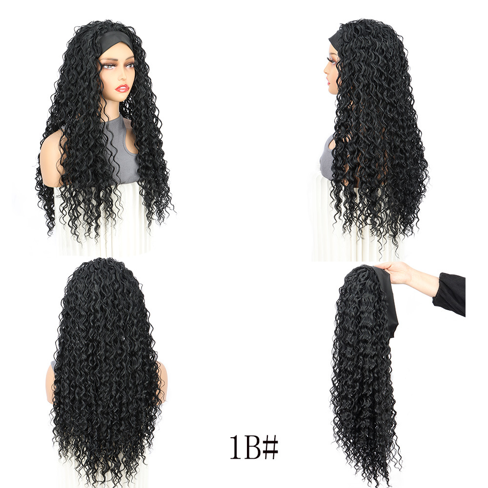 Womens Short Curly Wig With Headscarf Long Afro Puff Wig Cap photo 8