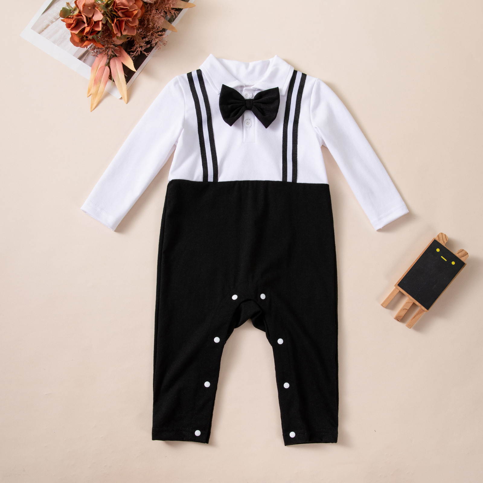 Long-sleeve Overalls With Bow Tie Set photo 5