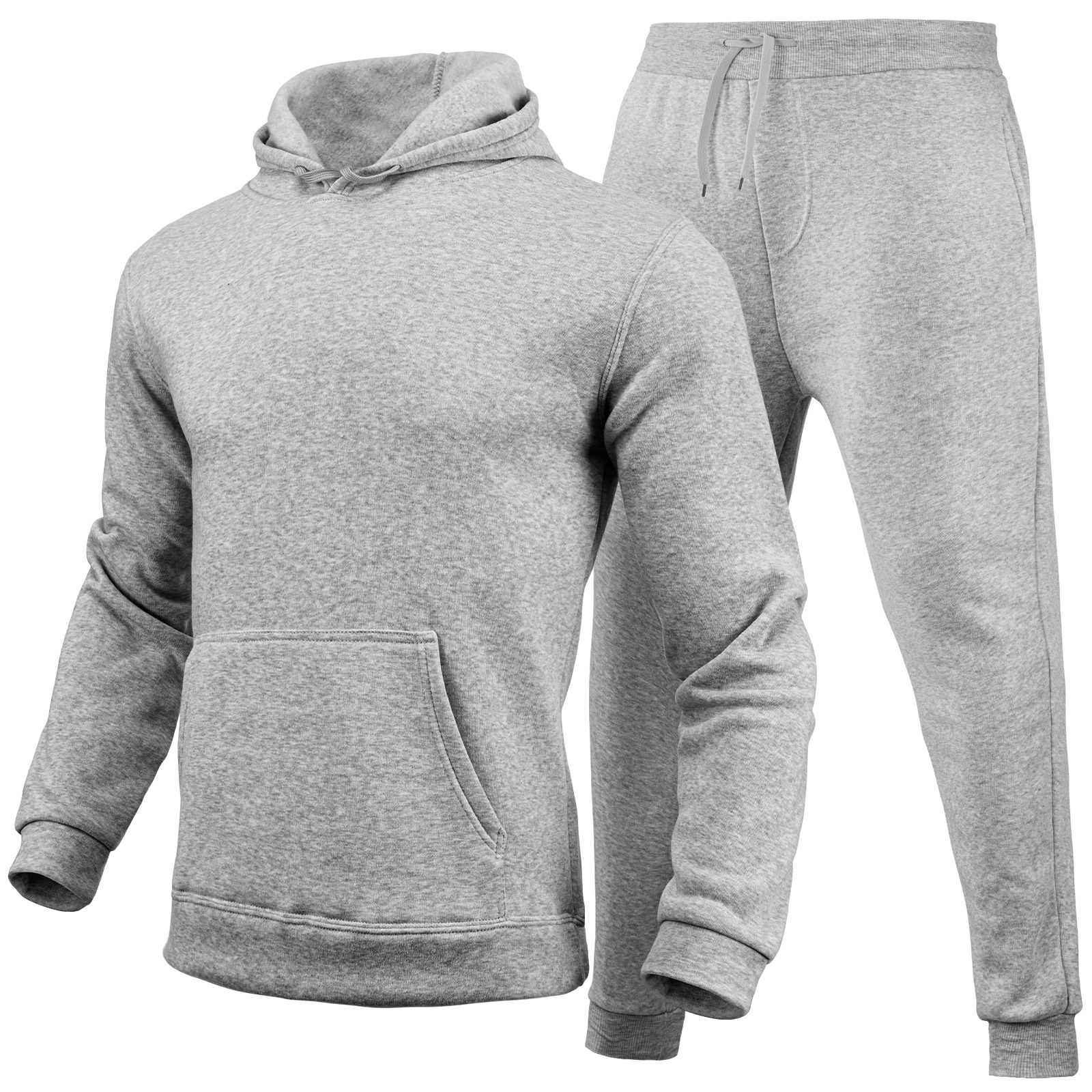 Slim-fit Solid Color Hoodie Set Urban Casual photo 7