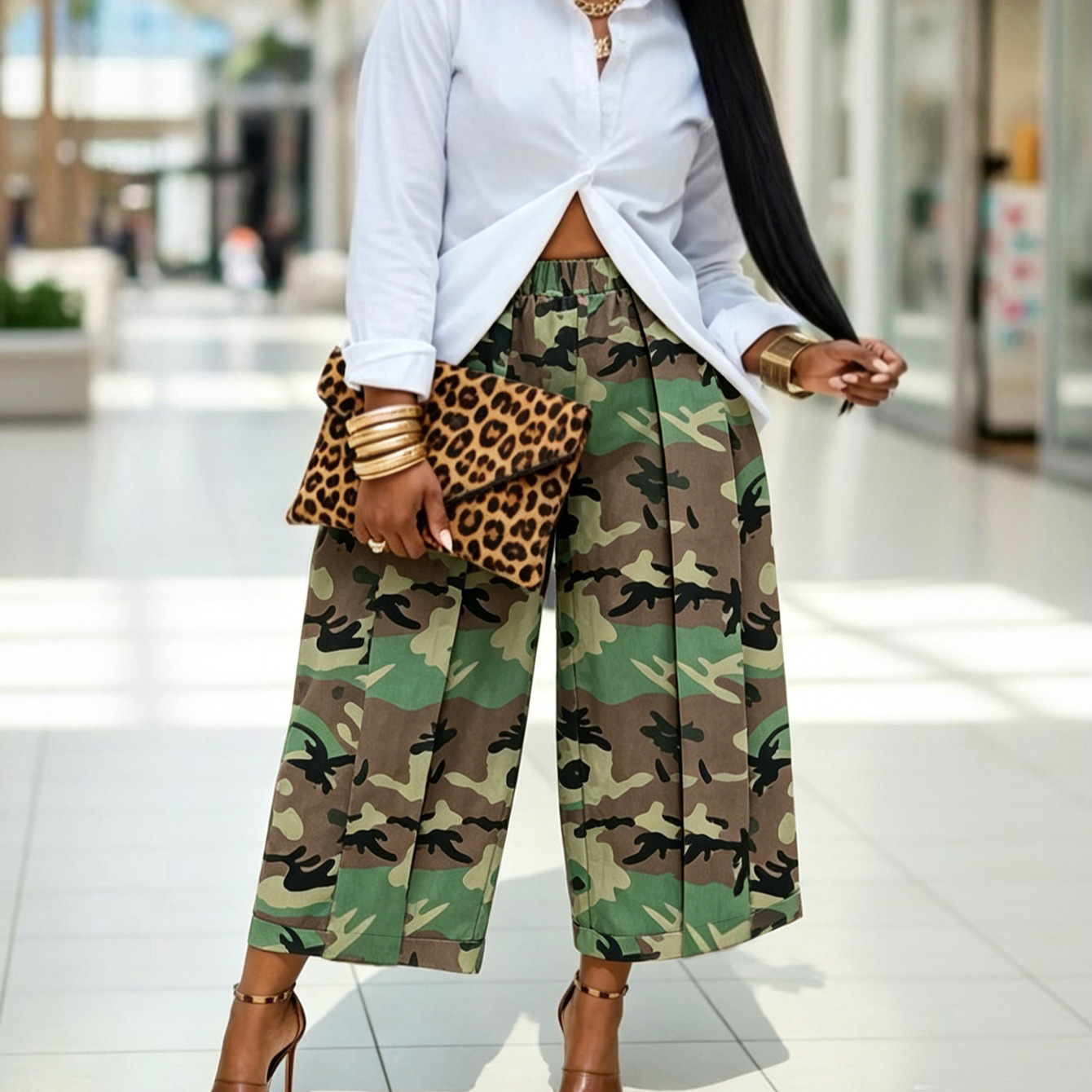 Fashionable Casual Camouflage Cargo Pants For Women photo 6