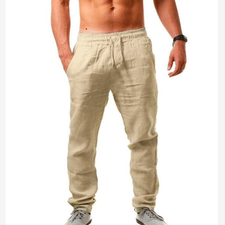 Men's Hip-Hop Breathable Cotton-Linen Loose-Fit Casual Sports Trousers photo 5