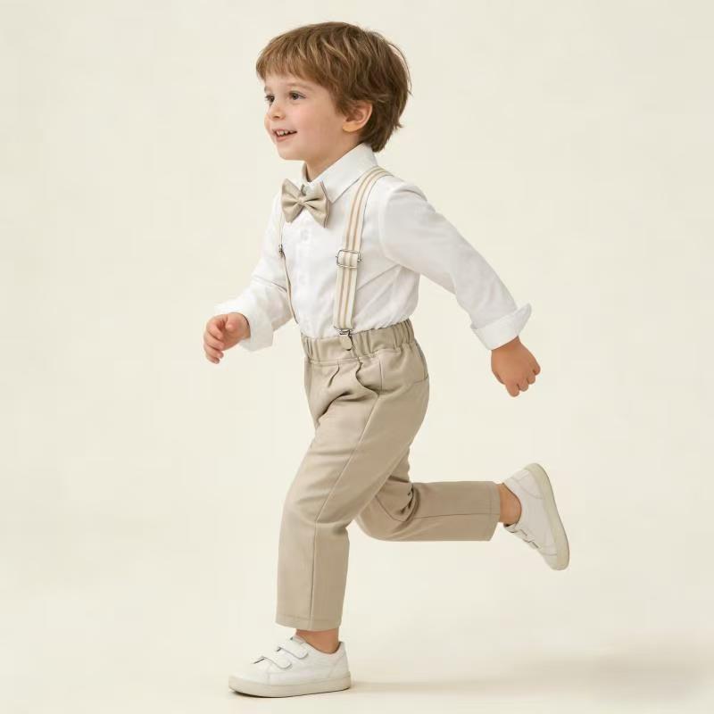 AutumnWinter British-style Boys Suspender Pants Set photo 2