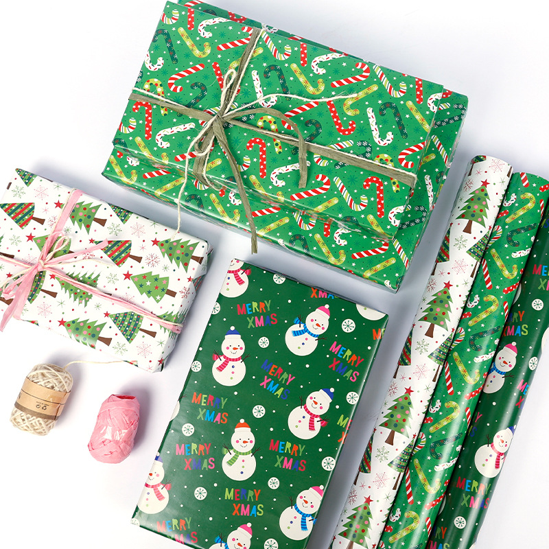 Christmas Tree And Santa Claus Cane Gift Wrapping Paper photo 4
