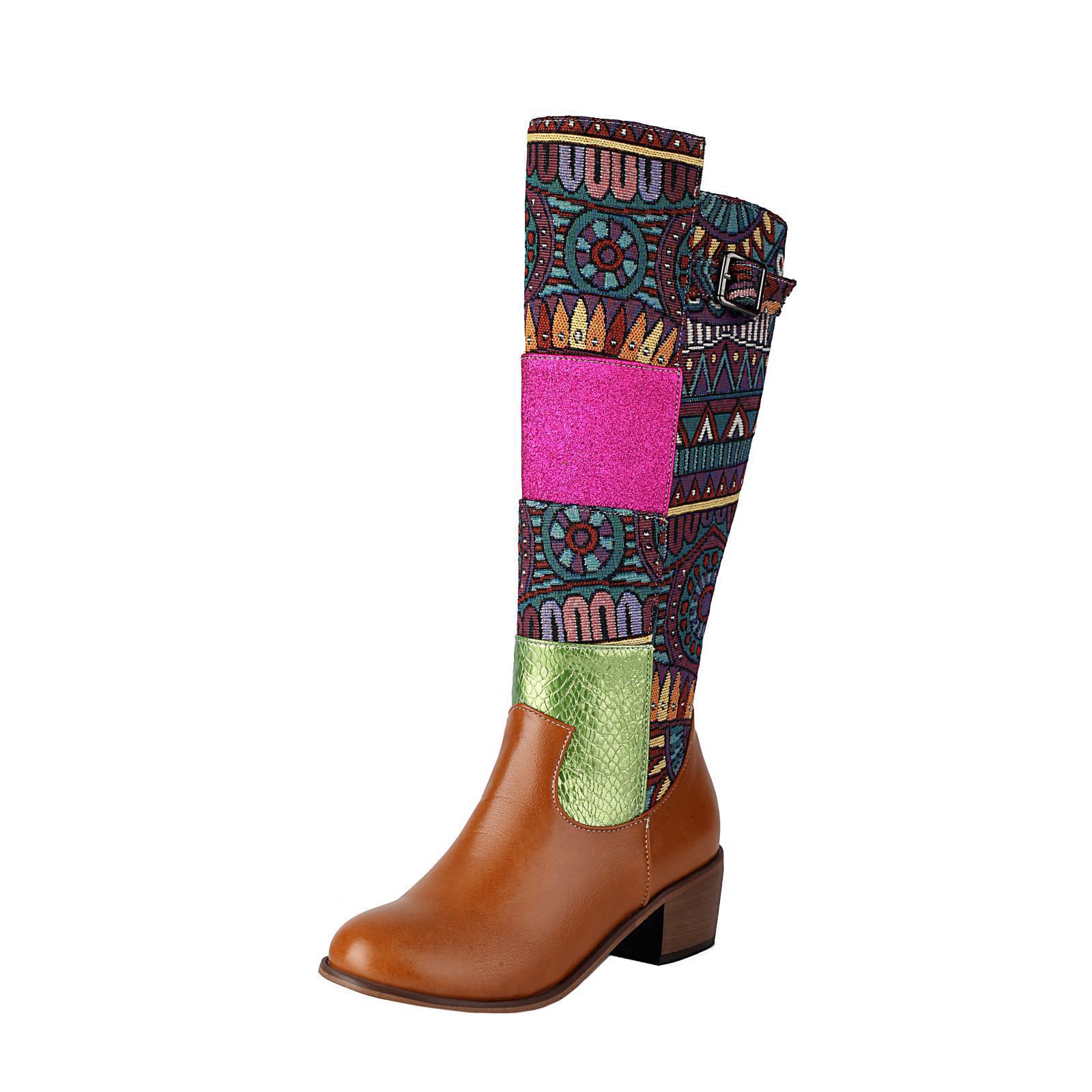 Vintage Ethnic-style Embroidered Patchwork High-top Boots photo 7