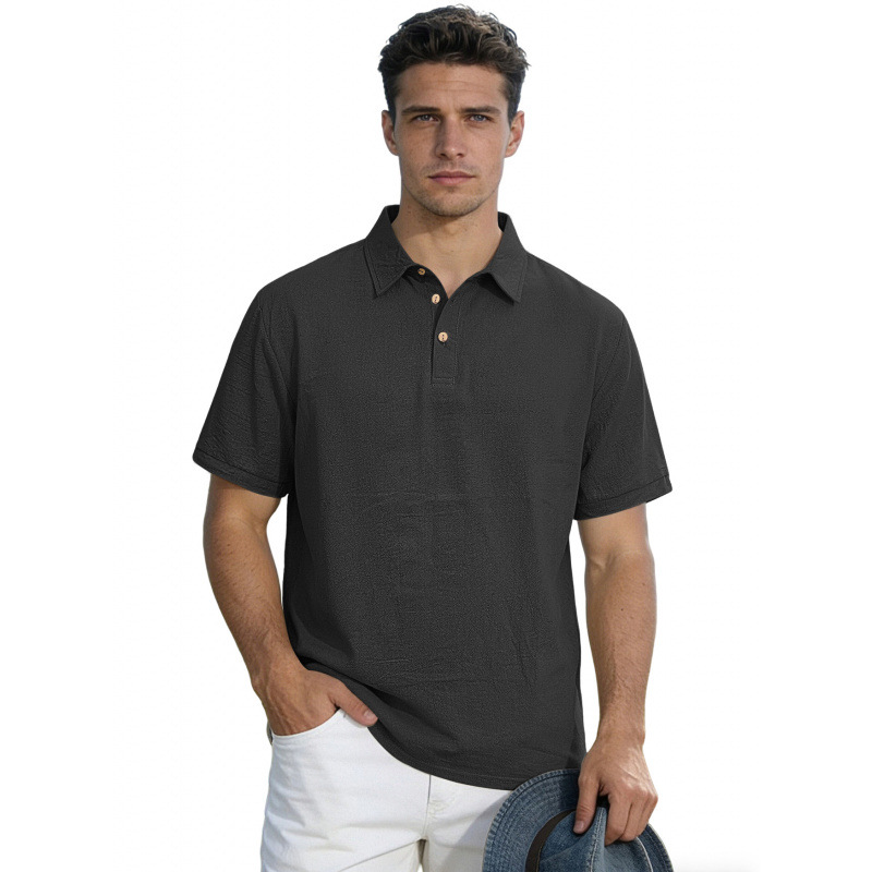 Men's Solid Color Lapel High-End Business T-Shirt photo 7