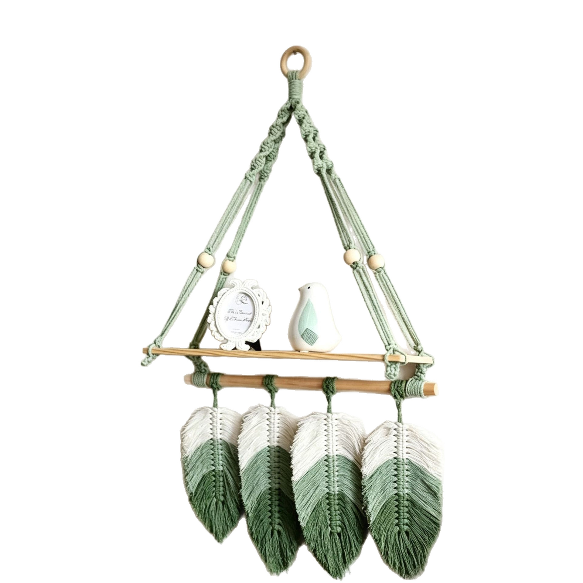 Bohemian-style Rope-woven Wall-mounted Shelf photo 5