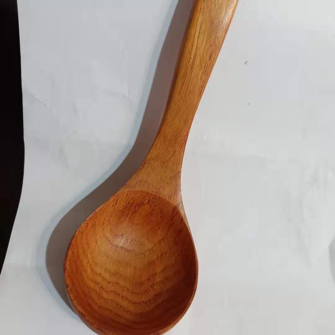 Large Rosewood Soup Spoon With A Curved Long Handle photo 1
