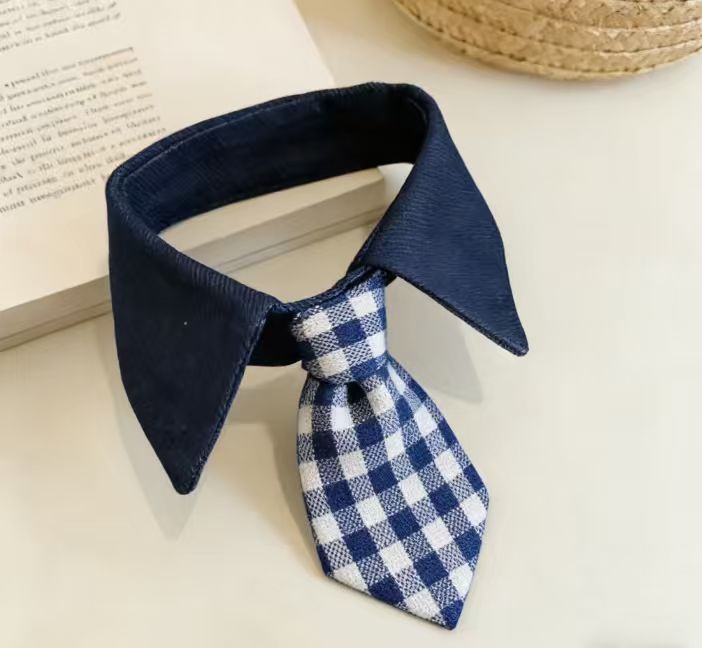 Pet Plaid Bib Bow Tie Collar Lace Bib Cotton Bib For Dogs photo 5