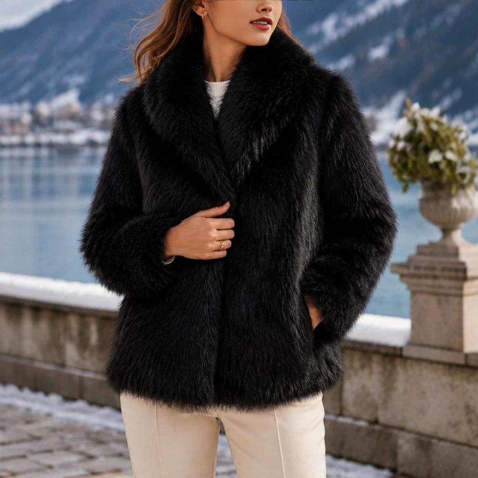 Fashionable Thickened All-Match Coat With A Large Notch Lapel For Autumn And Winter photo 1