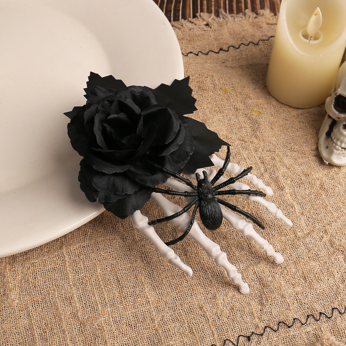 Black Rose Bone Claw Side Hair Clip Headdress photo 3