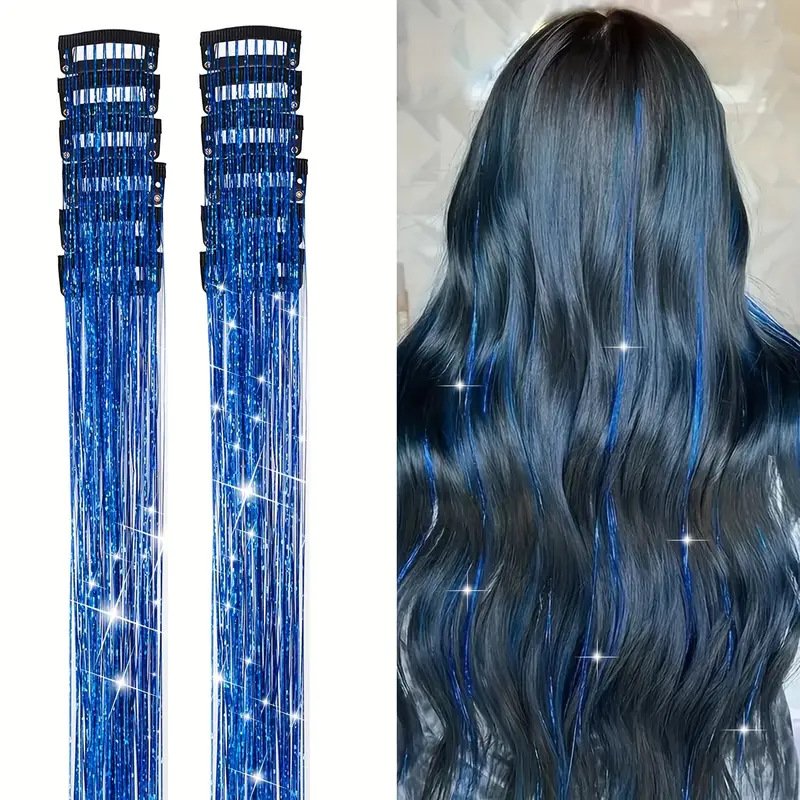 Laser-thread Colorful Shiny Seamless Hair Extensions photo 2