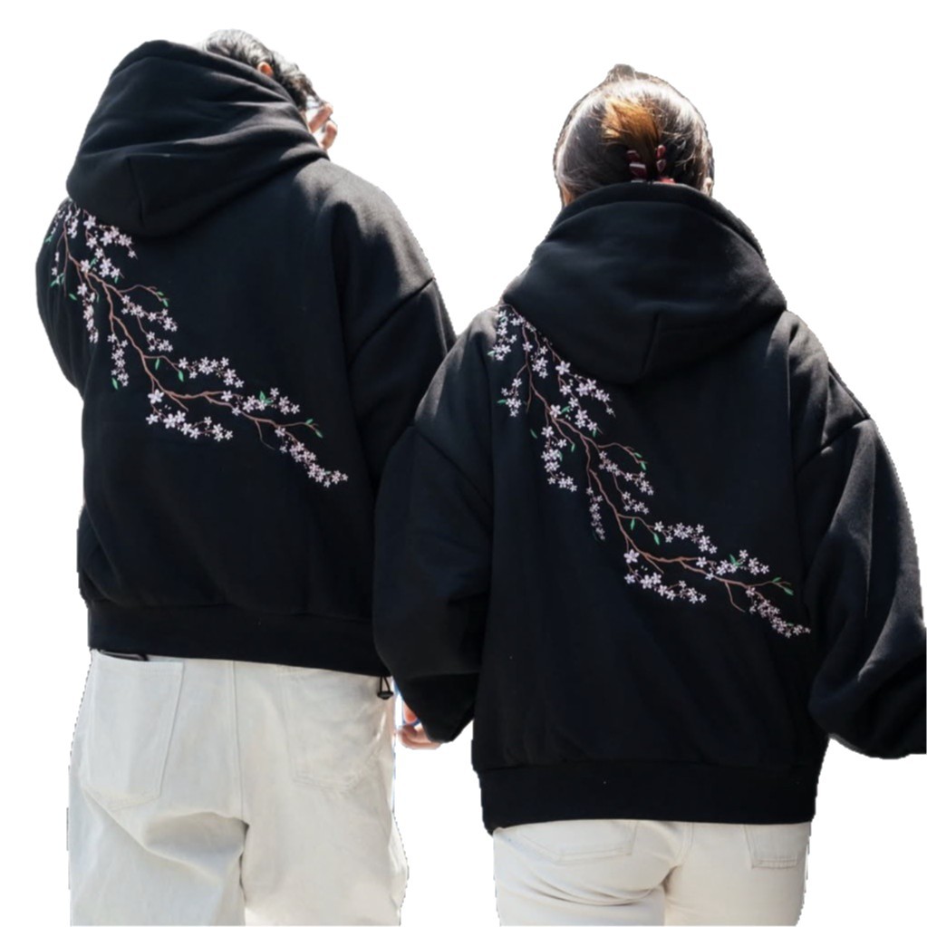 European And American Autumn And Winter Cherry Blossom Hooded Sweater Men And Women Street Hip Hop Retro photo 2