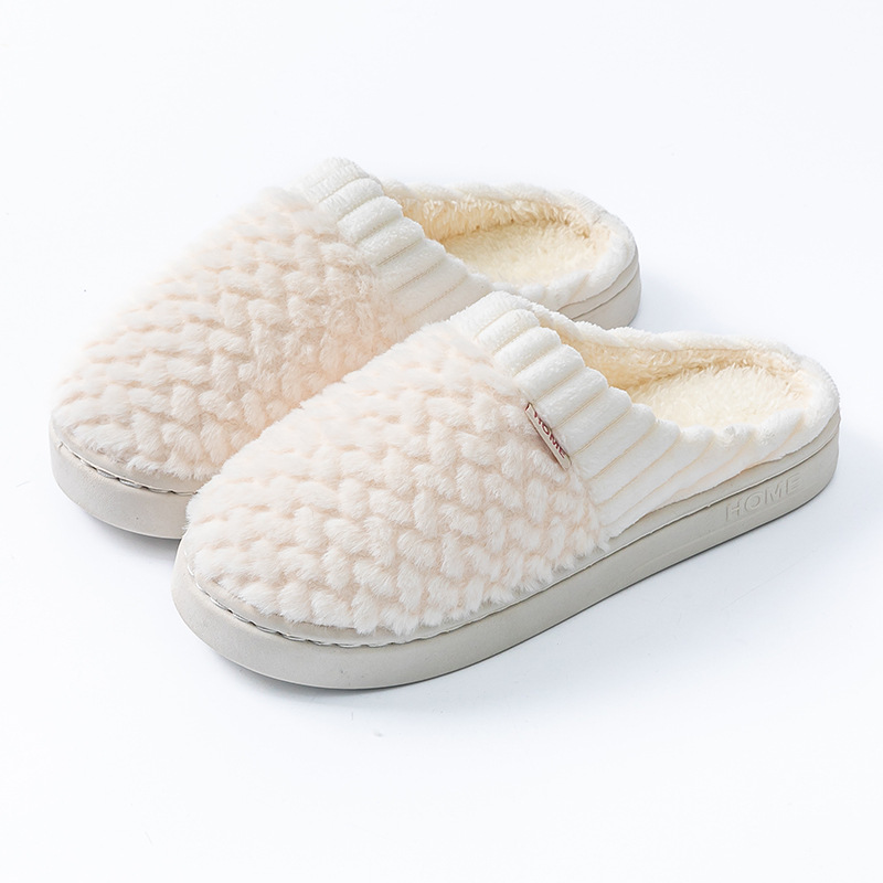 Autumnwinter Color-block Plush Slippers With A Soft Foot Feel photo 7