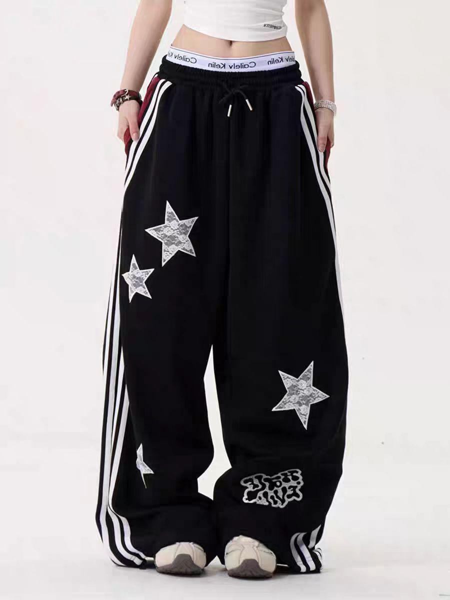 Retro Star-embroidered Casual Sports Sweatpants photo 5