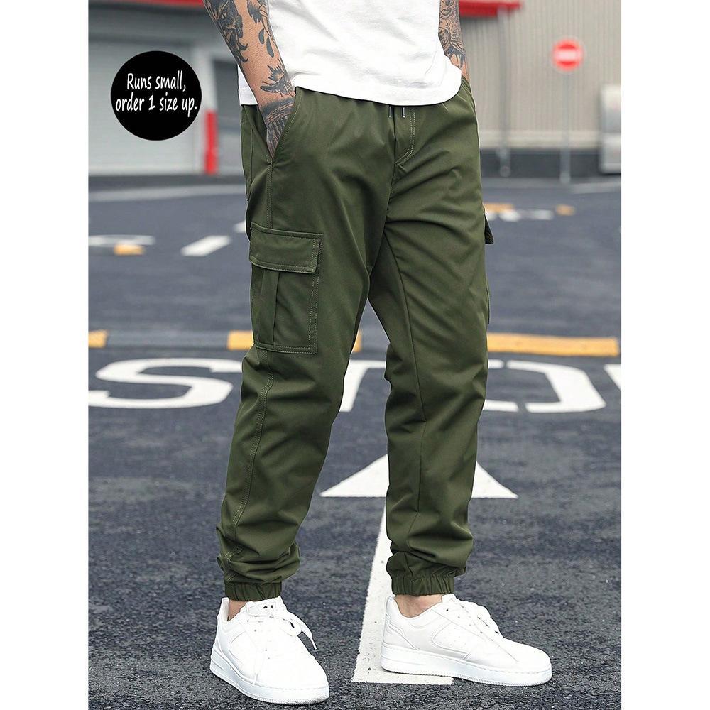 Men's Retro Drawstring Multi Pocket Workwear Casual Pants photo 5