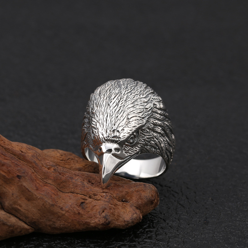 Personalized Creative Eagle Head Men's Ring photo 5