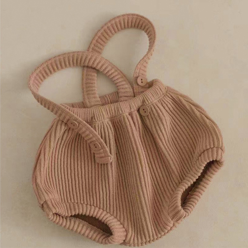 Baby Knitted Suspender Overalls, High-waisted Romper photo 5