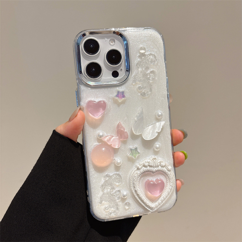 Heart-shaped Epoxy Pearl Epoxy Phone Case photo 4