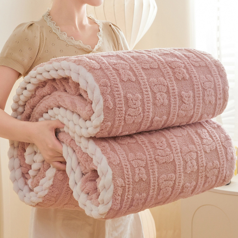 Soft, Skin-friendly Milk Velvet Single-layer Blanket With 3D Embossed Design photo 5