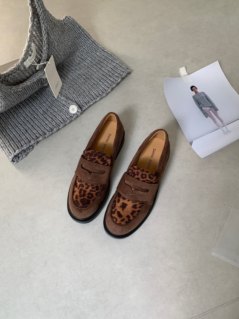 Retro European And American-style Color-block Suede Womens Shoes photo 3