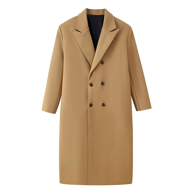 Casual Double-breasted Long Wool Coat photo 3