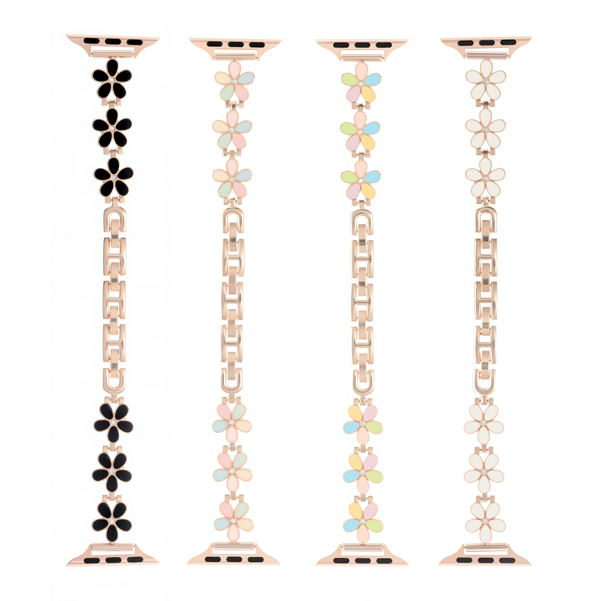 Five-petal Flower Pattern With Gold-embossed Resin And Metal Bracelet Strap photo 7