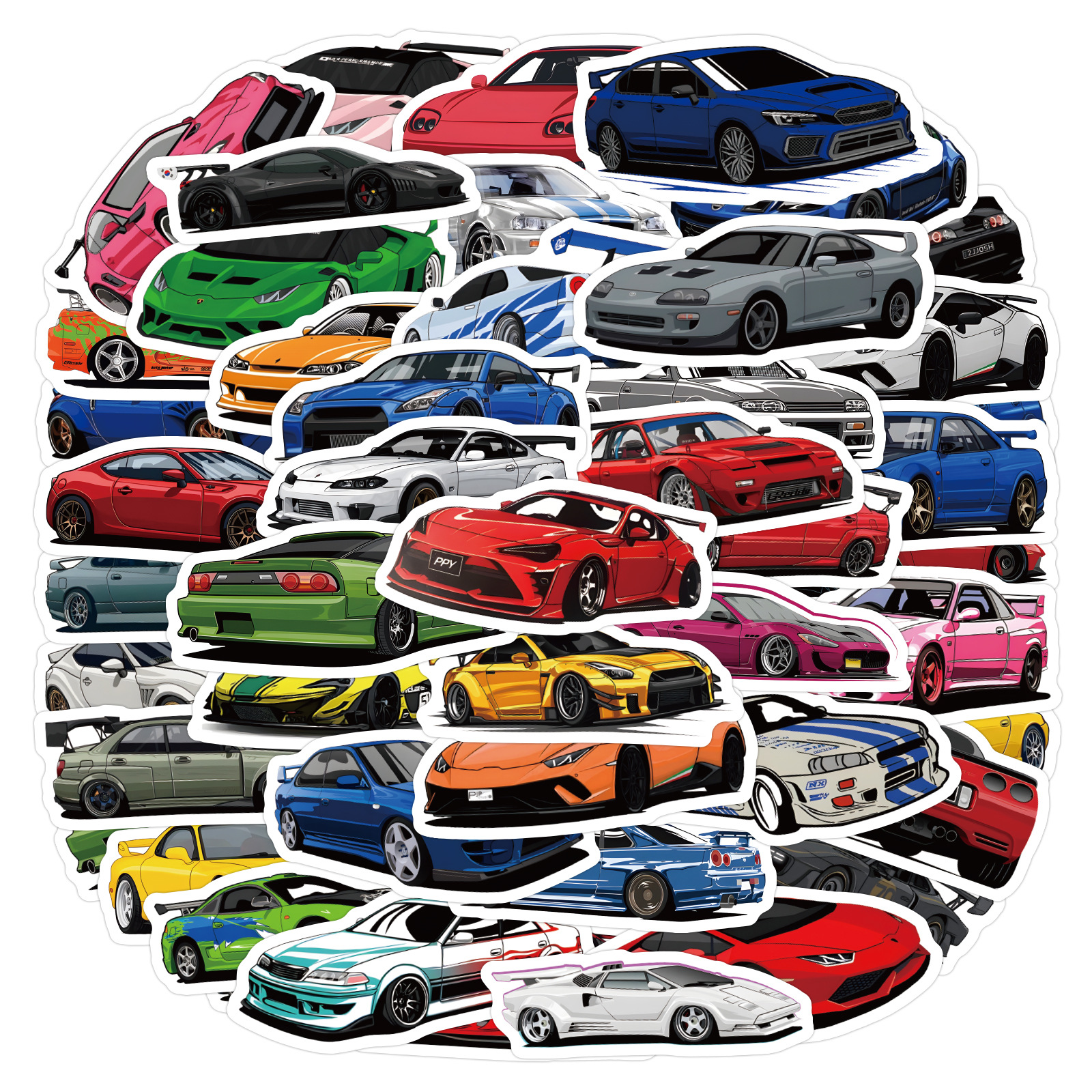 50 Pieces Cross-border JDM CAR Initial D Modified Racing Creative Trend Cartoon Graffiti Waterproof Stickers Wholesale photo 6