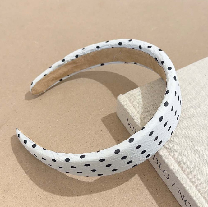 Sweet, Edgy, And Stylish Polka-dot Black-and-white Chiffon Headband photo 4