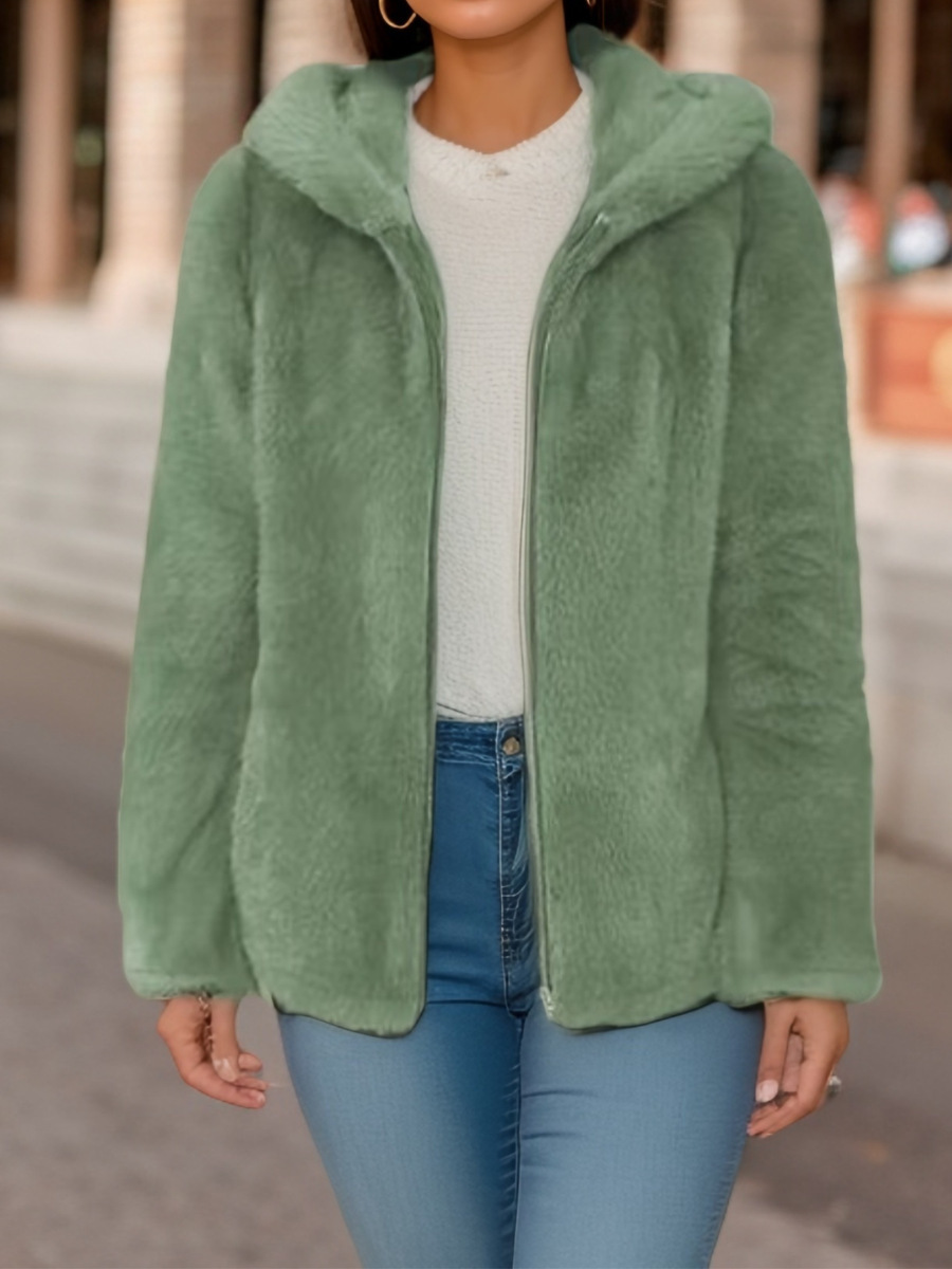 Fleece-lined Double-sided Coral Fleece Hooded Warm Jacket photo 5