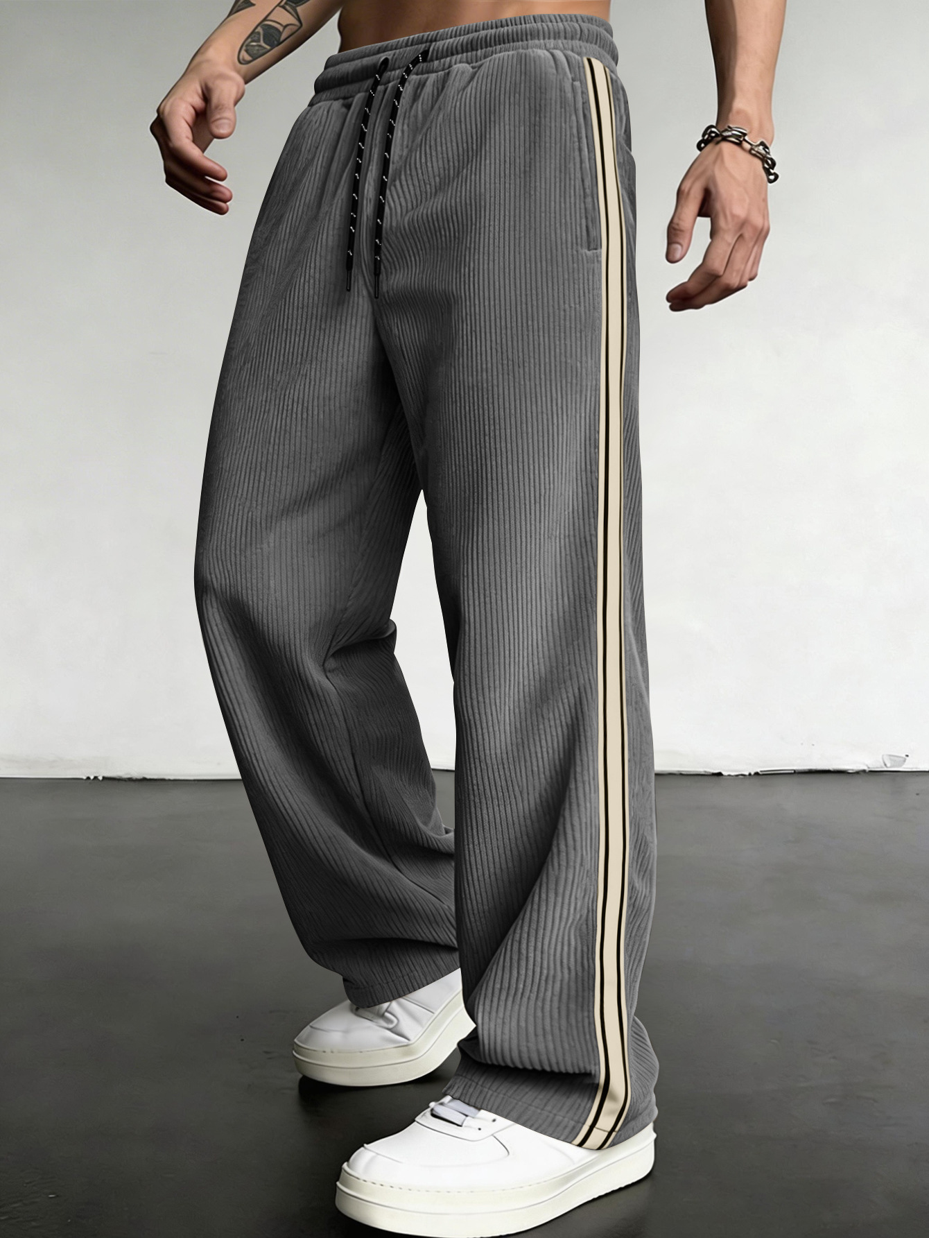 Breathable Drawstring-waist Relaxed-fit Outdoor Casual Straight-leg Trousers photo 7