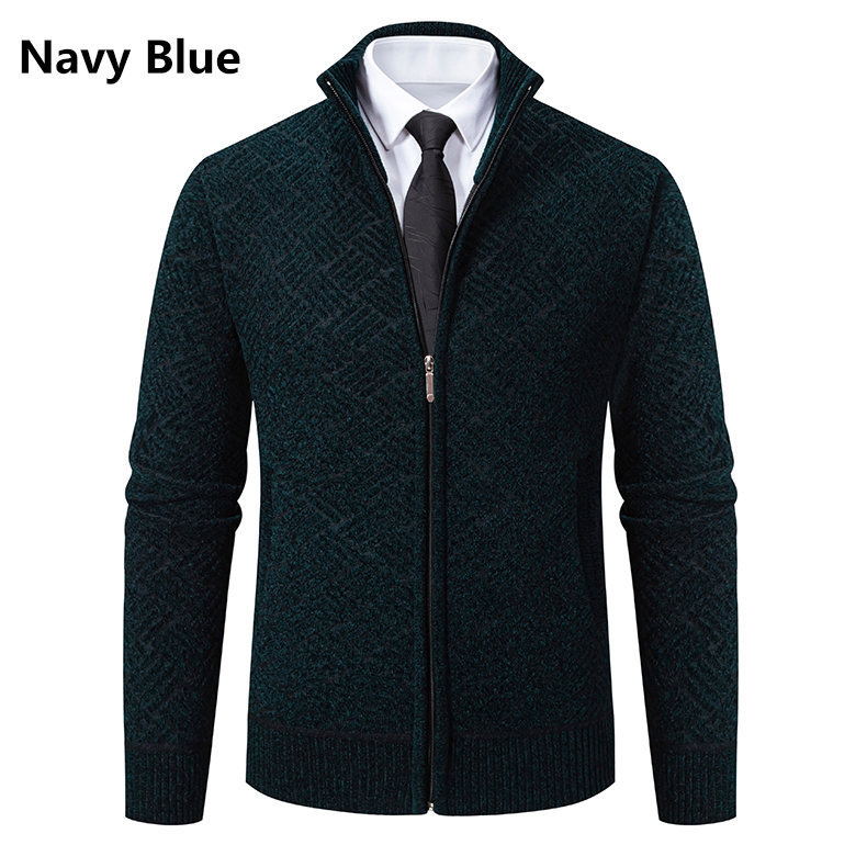 Men's Casual Stand-collar Knit Cardigan Jacket photo 3